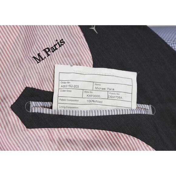 Sebastien Grey Custom Tailored Gray Herringbone 2-Btn Wool Blazer Jacket 44R - Picture 11 of 11